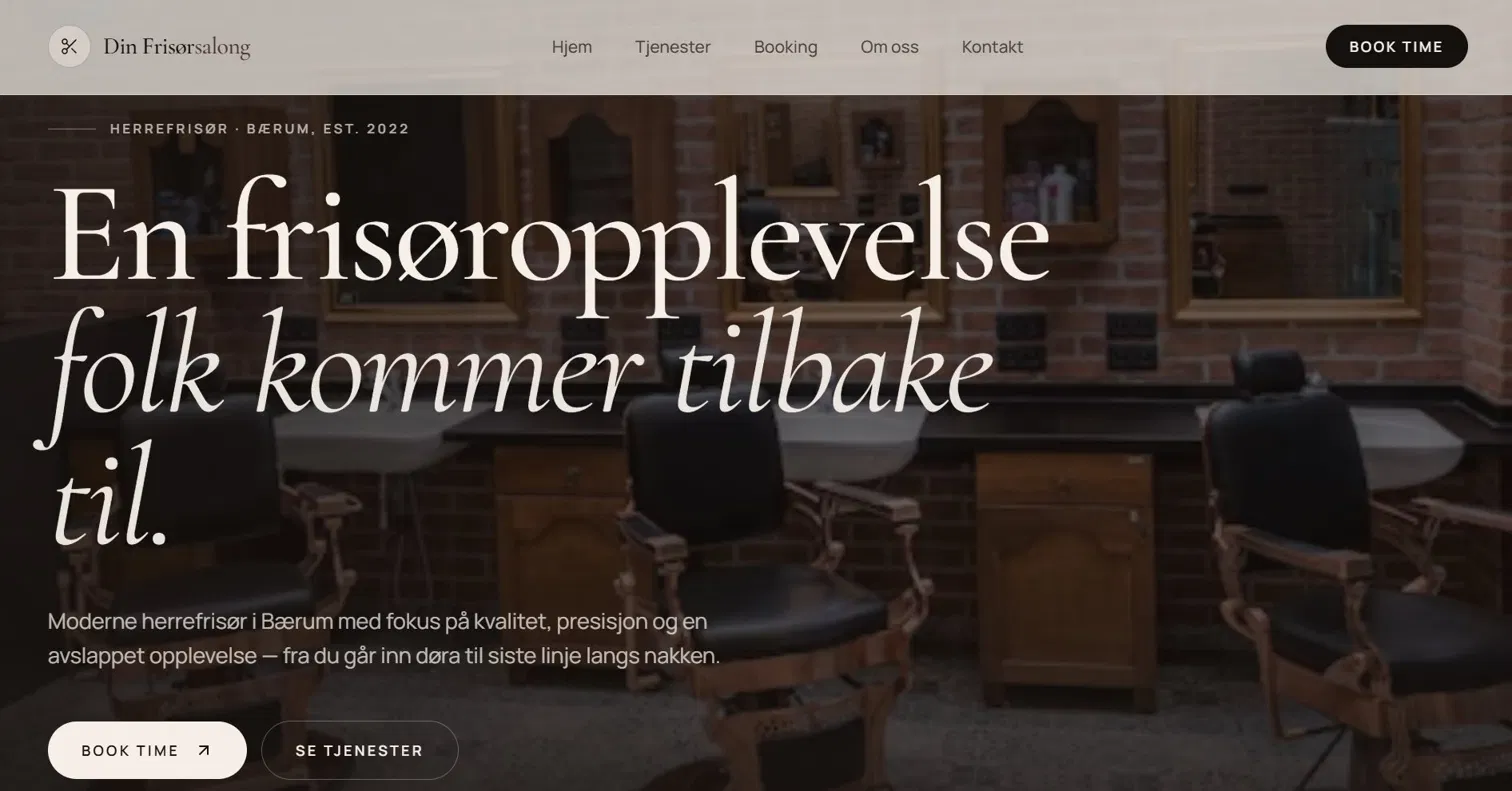 Din Frisørsalong — desktop visning